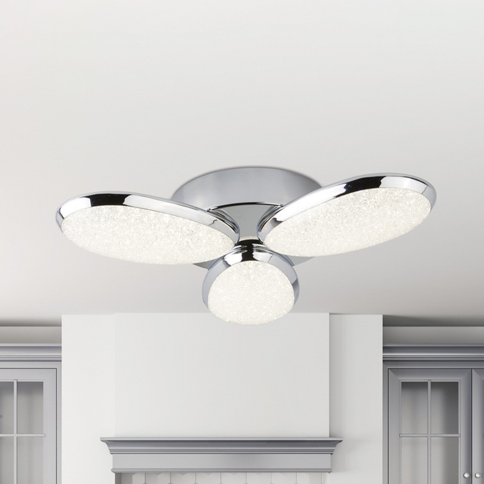 Searchlight Plafonieră Lori LED 3 becuri Ø 44 cm crom / mat sticlă - Camera de zi / sufragerie - modern - crom clar