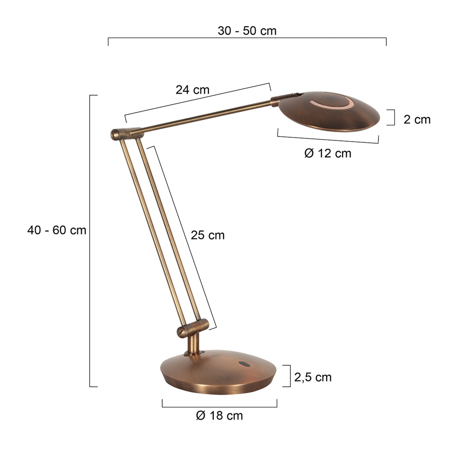 LED bureaulamp Zenith 2, brons, CCT, afstandsbediening
