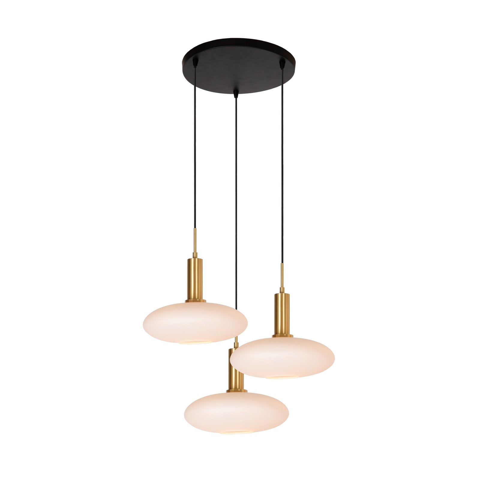 Suspension Singala, Ø 30 cm, verre, 3 lampes, opale, E27