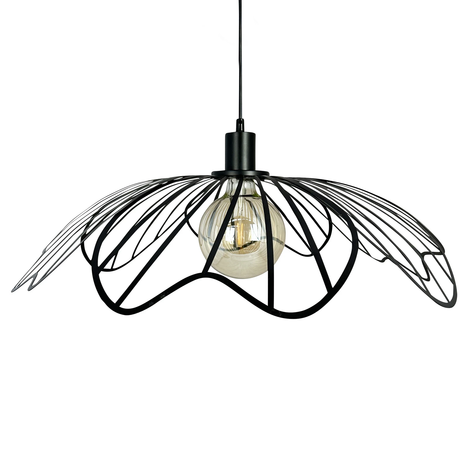 Dyberg Larsen riputatav lamp BLUMEN, mattmust, Ø 60 cm