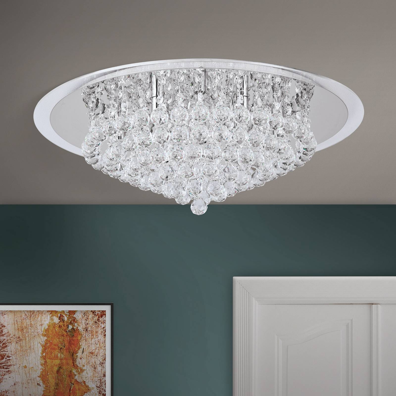 Lampa sufitowa CAROL z ozdobami, chromowy