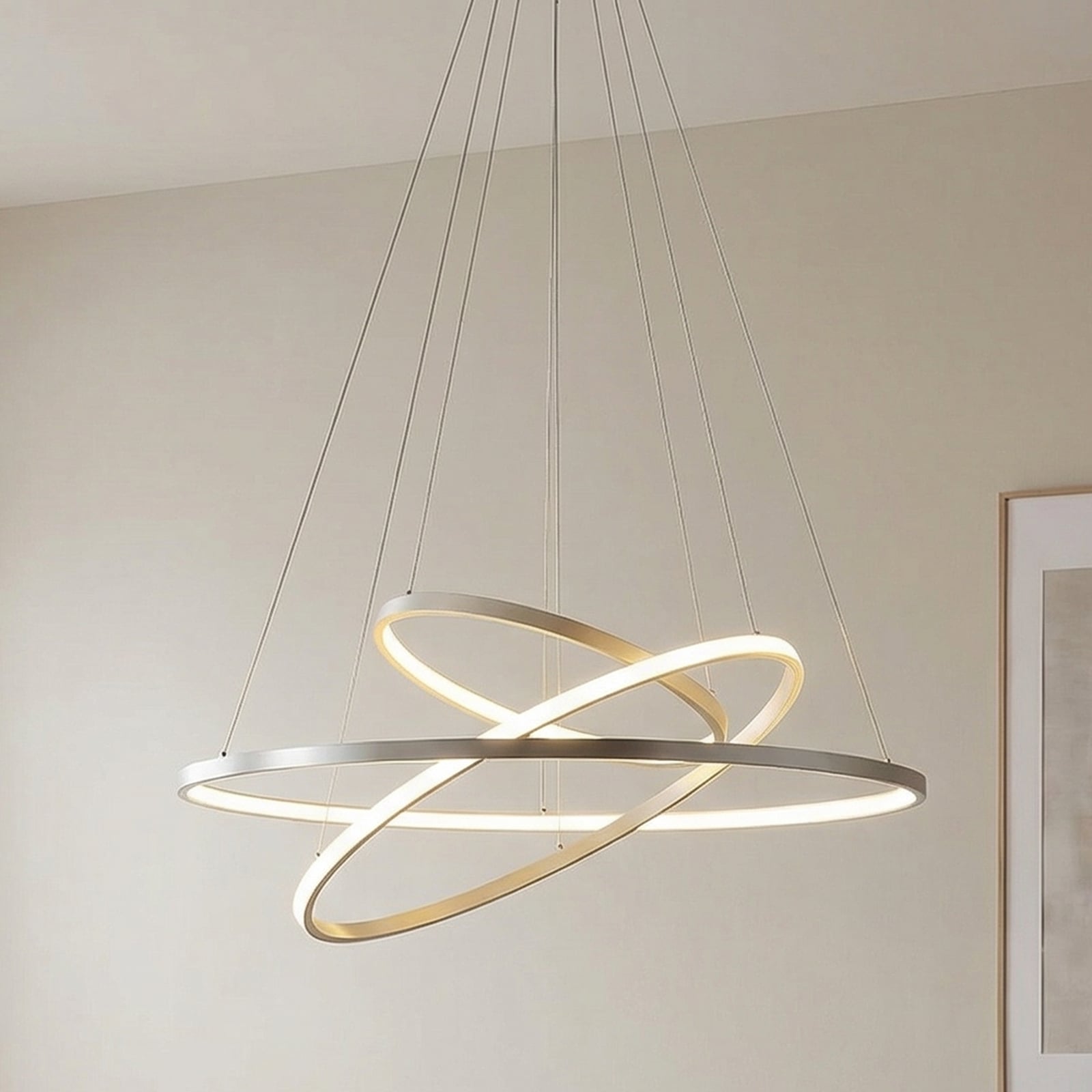 Lucande LED függő világítás Ezana, nikkel, fém, Ø 80 cm