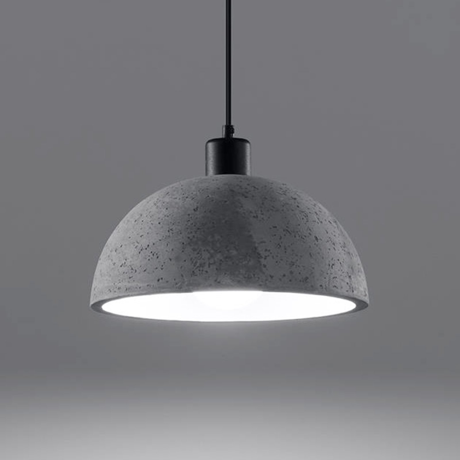 Lito pendant light, concrete hemisphere lampshade