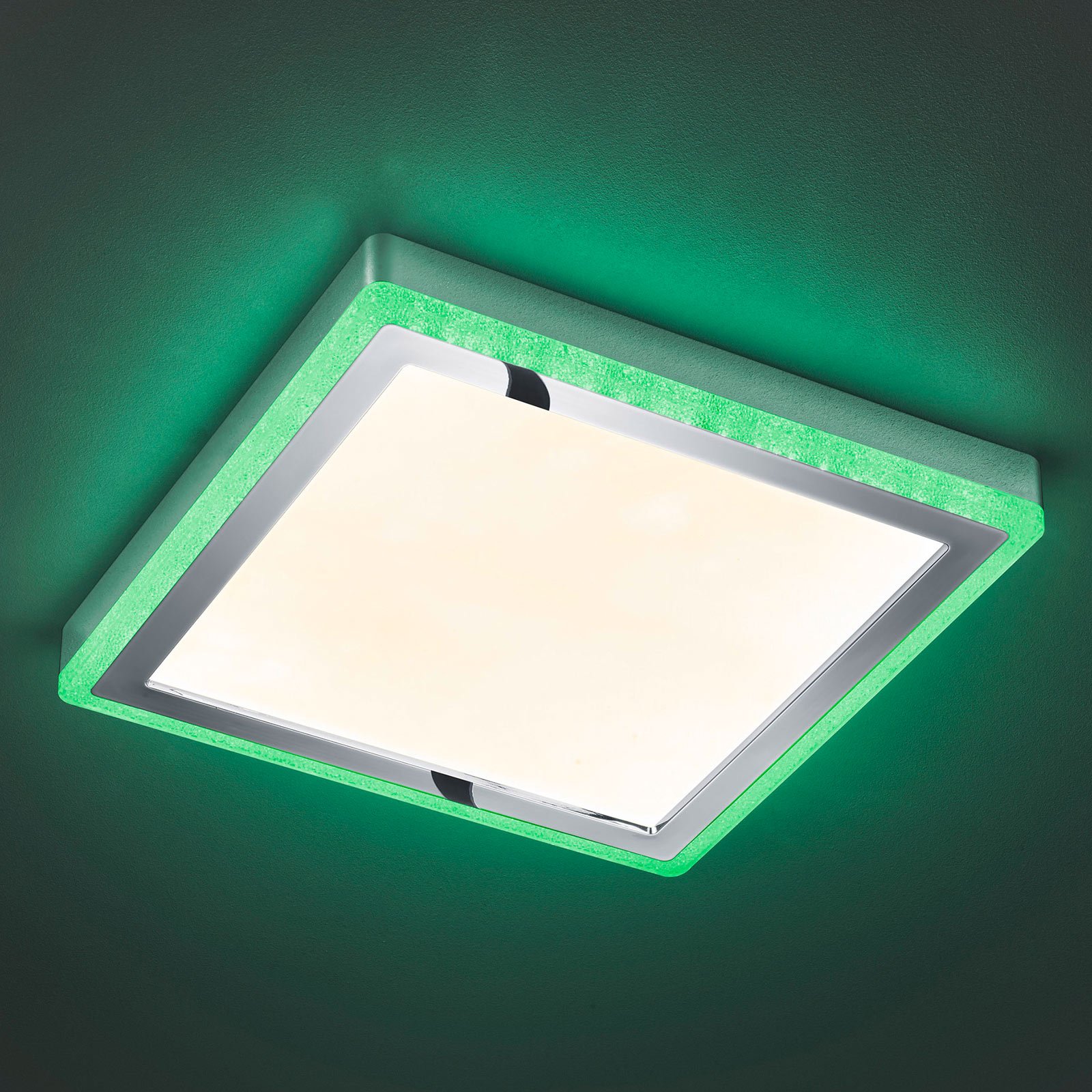 Slide LED ceiling light, white, angular, 40x40 cm