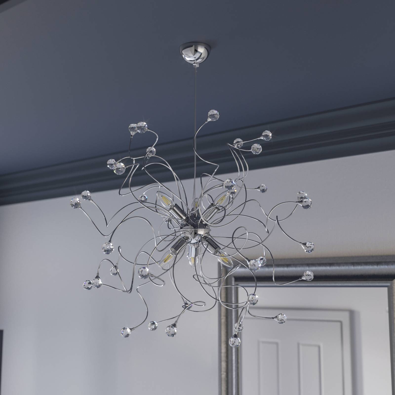Lampa wisząca Trilly chrom z kryształami