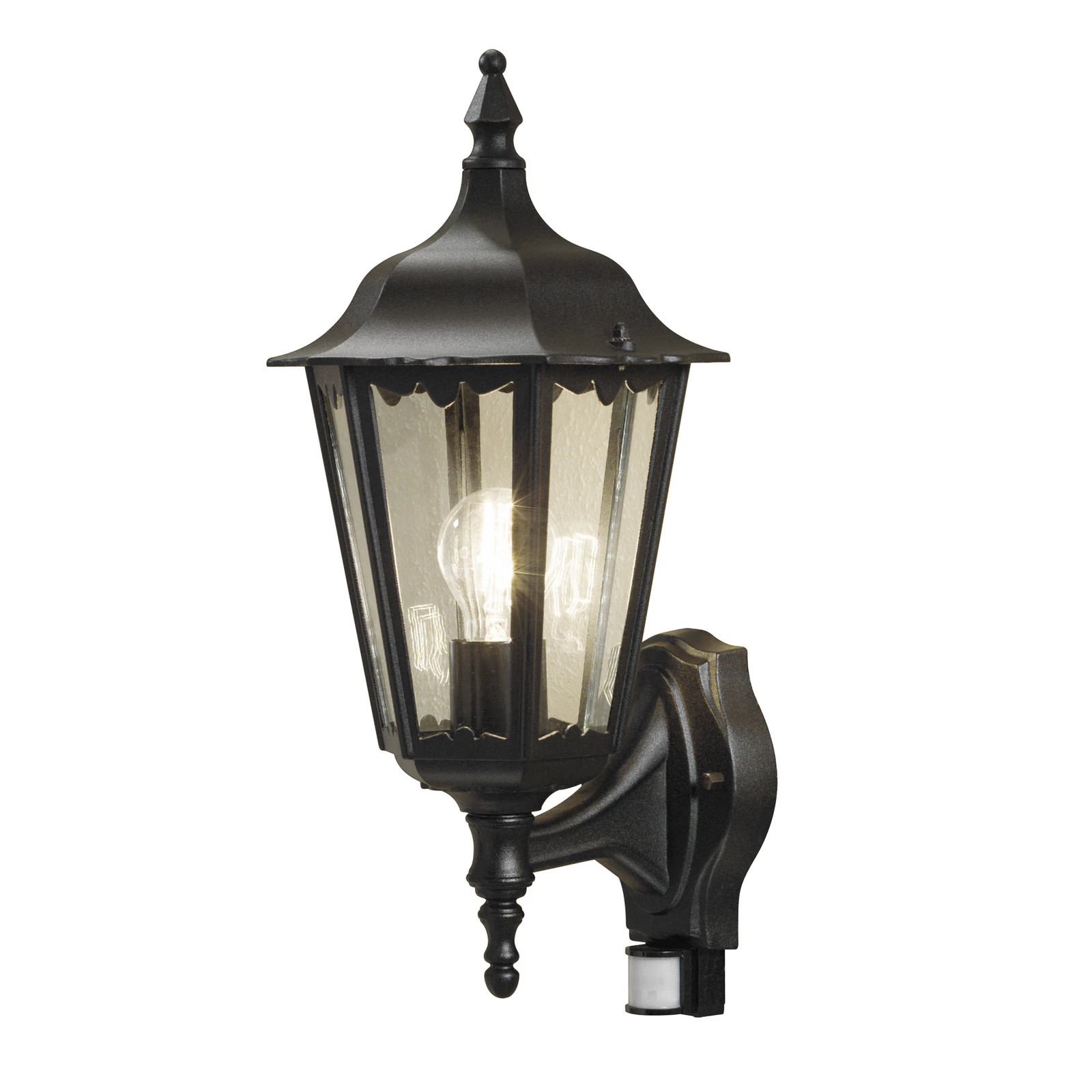 Außenwandlampe Firenze m. Sensor, stehend, schwarz