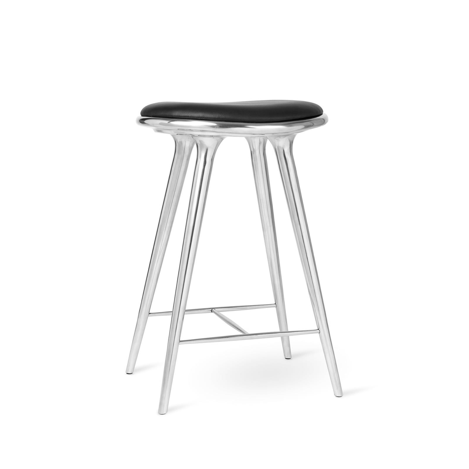 Chaise, noire, cuir/aluminium, hauteur 74 cm - Mater Chaise, noire, cuir/aluminium, hauteur 74 cm - Mater