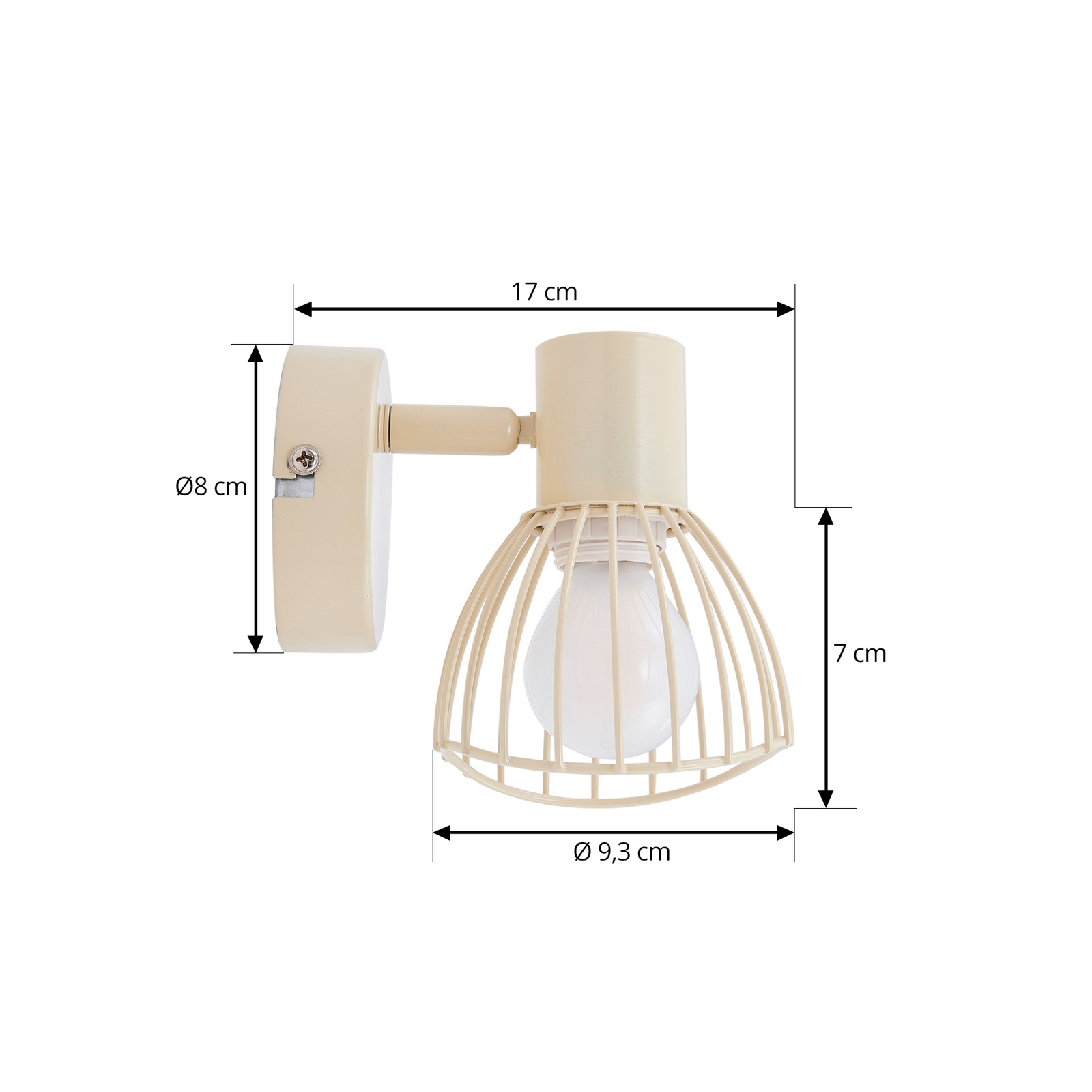 Plafoniera Lindby Piena, beige, 1 luce, metallo, Ø 93,cm