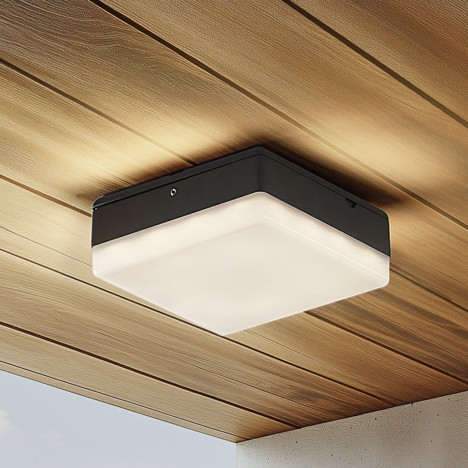 Lucande LED ceiling lamp Thilo, 16cm, anthracite, sensor, IP54