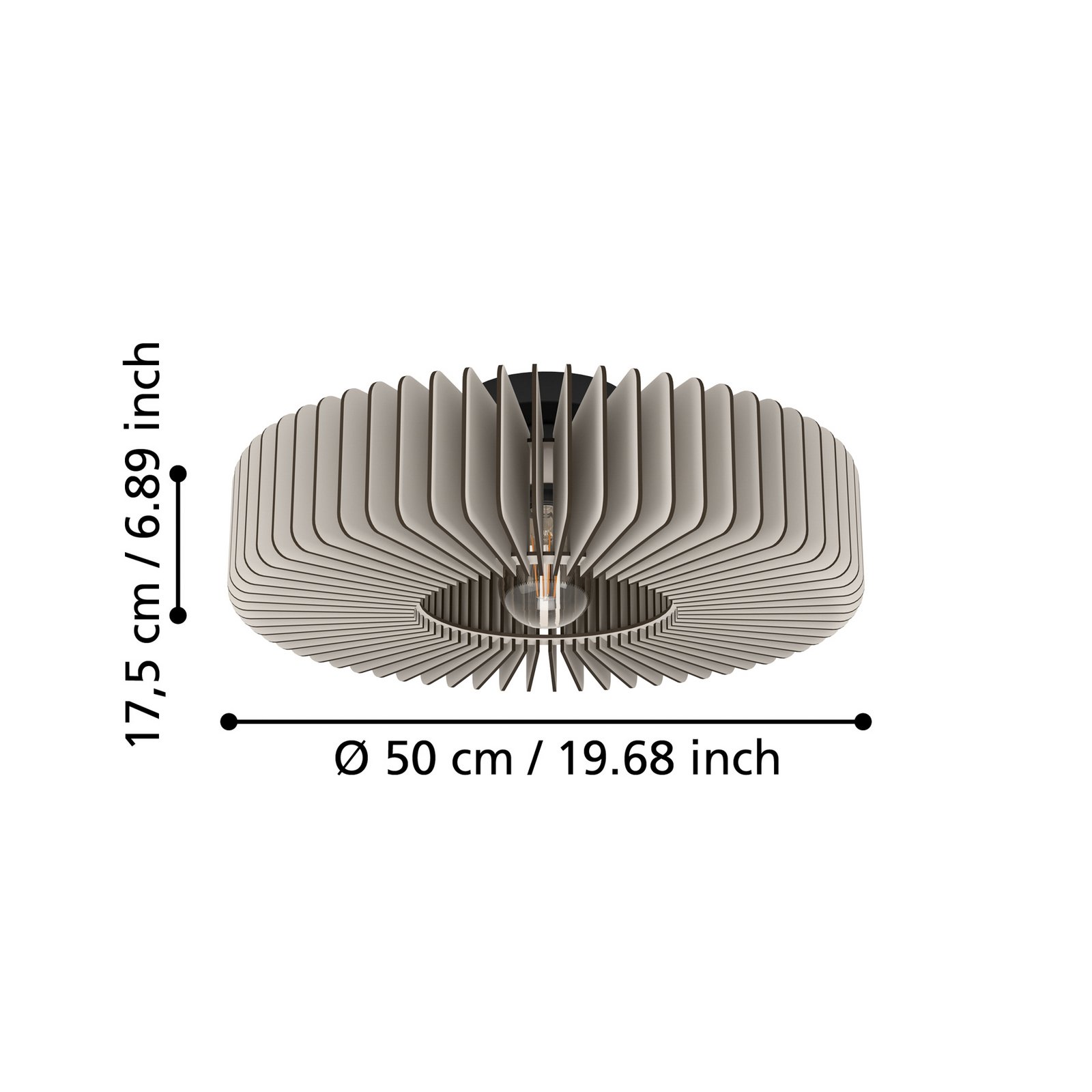 Lámpara de techo Palombaia, blanca, Ø 50 cm, acero/madera, E27