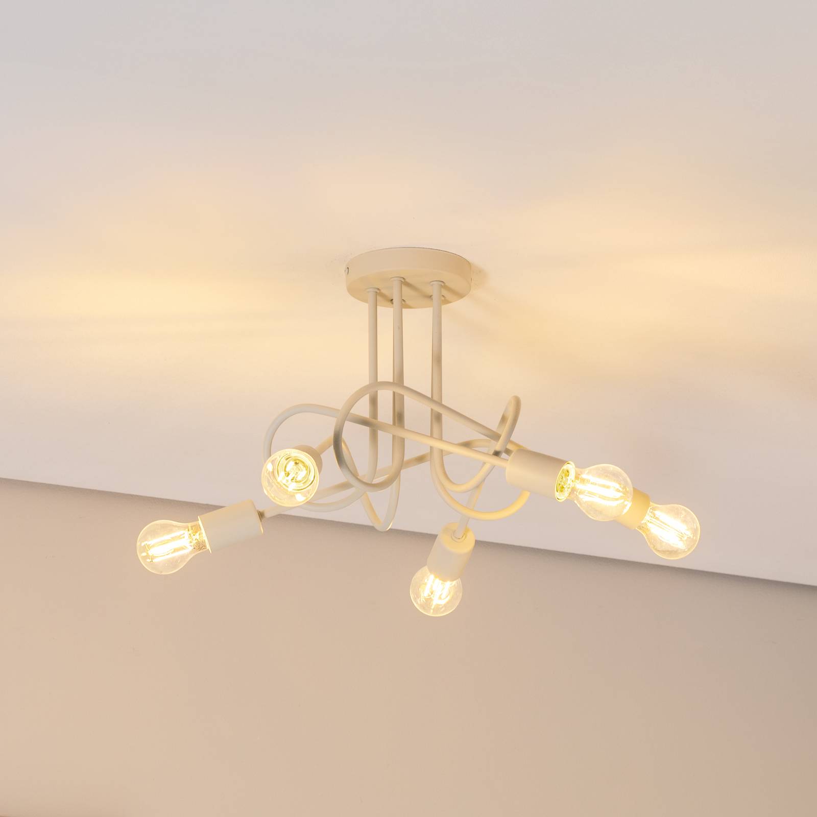 Deckenleuchte Oxford, sand, Ø 47 cm, Metall, 5-flammig, E27 günstig online kaufen