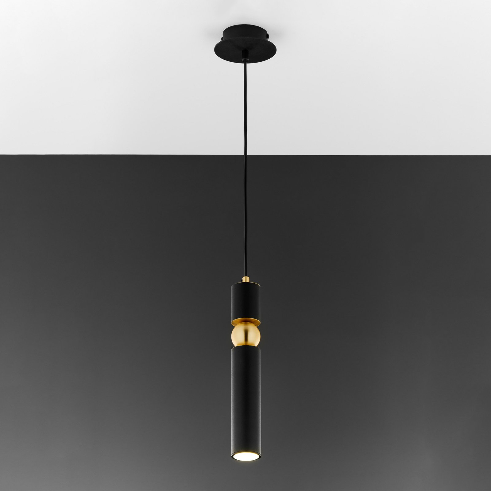 Alas pendant light, black, metal, suspension system 135 cm, GU10