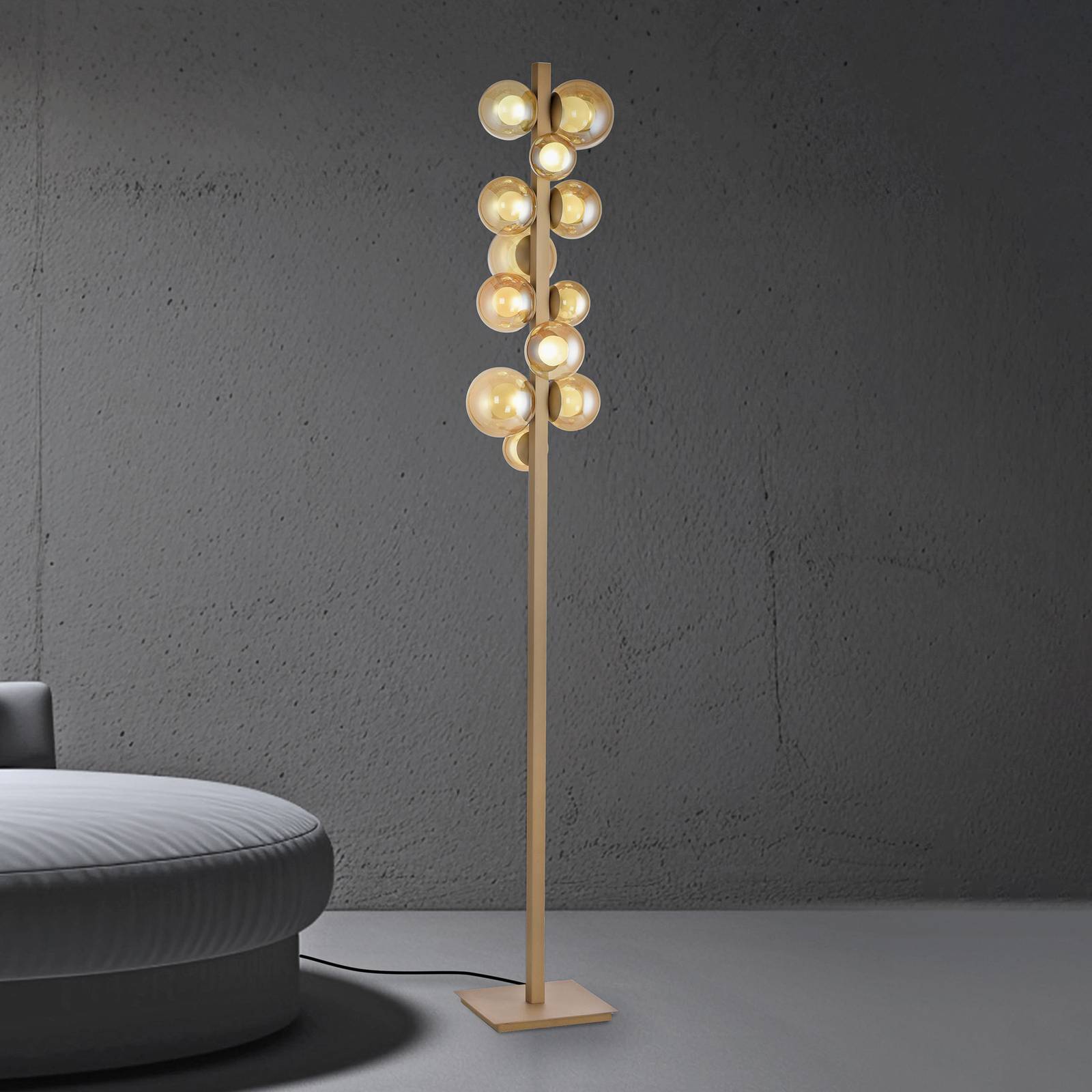 Levně PURE LED stojací lampa pop-up bronzový hliník/sklo stmívač 12 světelných