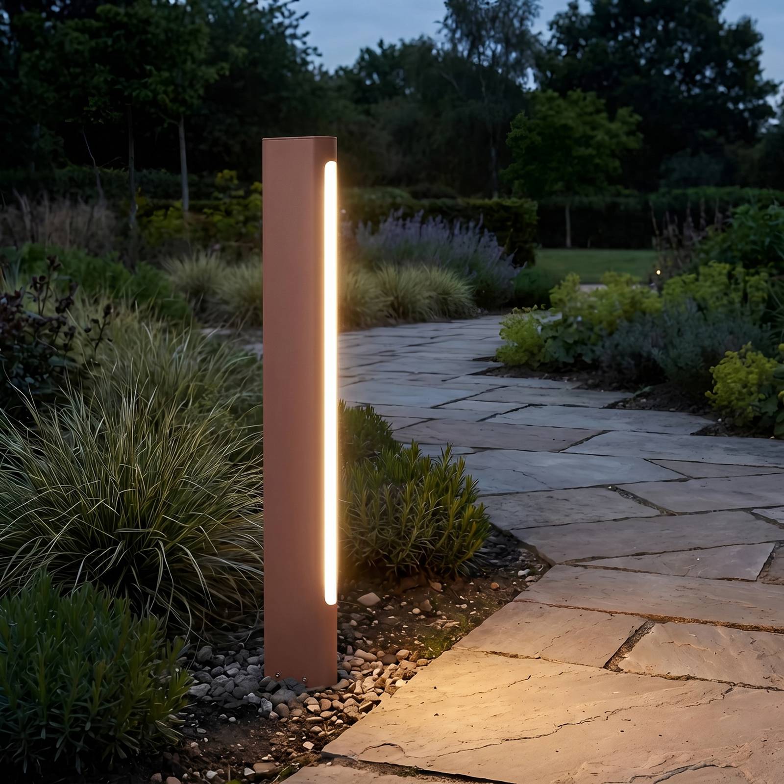 Lucande LED-Wegeleuchte Celiora, Höhe 80 cm, braun, IP65