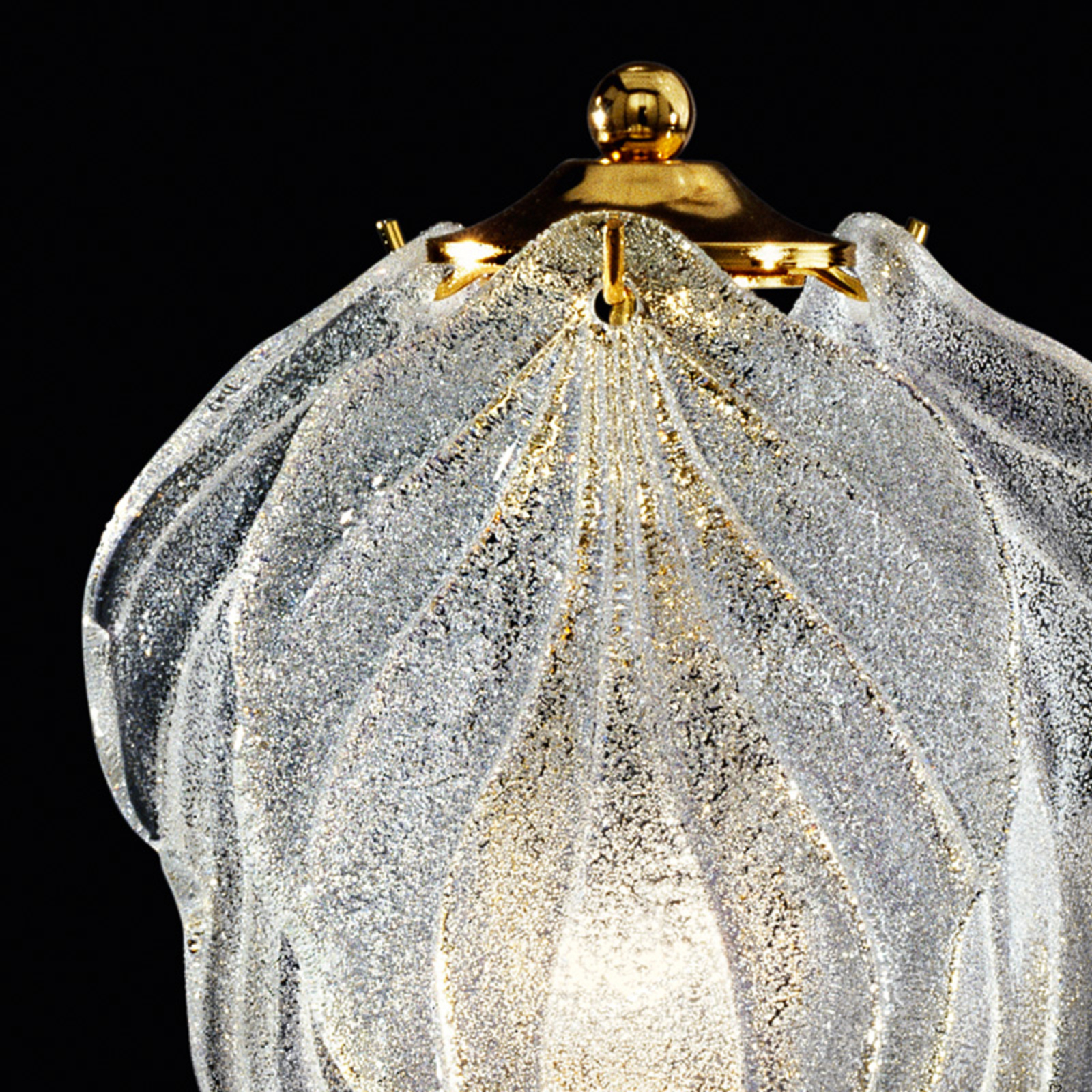 Skleněná stolní lampa Foglie ze skla Murano