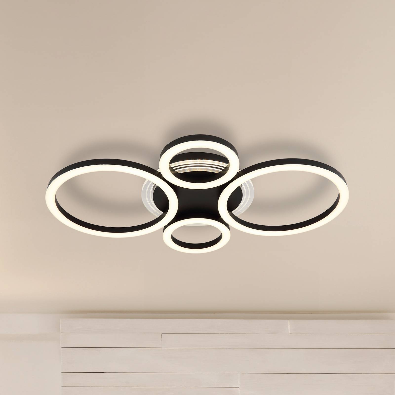 Globo Loretta Led Ceiling Light, Black, Metal, Cct, Dimmable