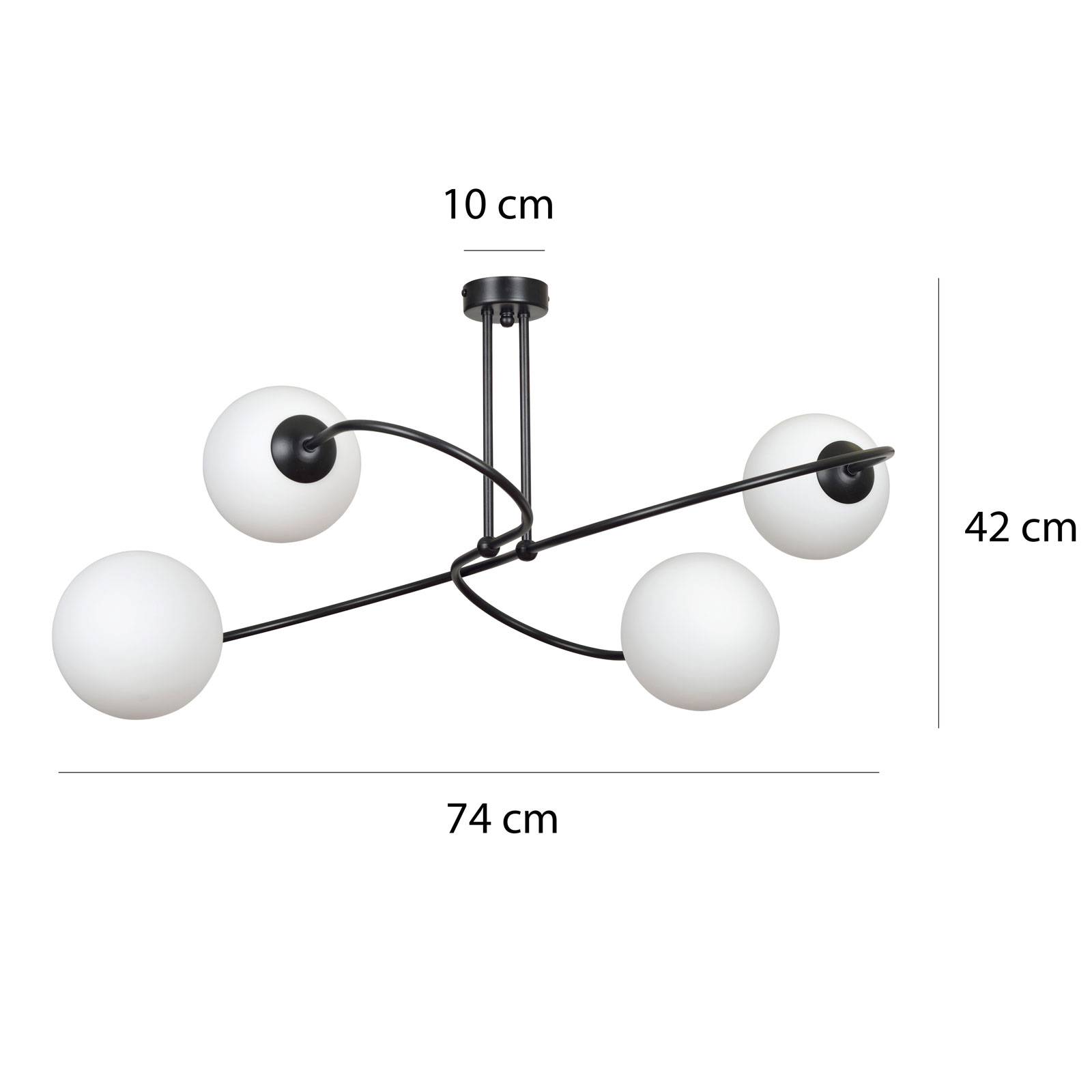 Lampa sufitowa Selbi 4 czarna ze szklanymi kulami