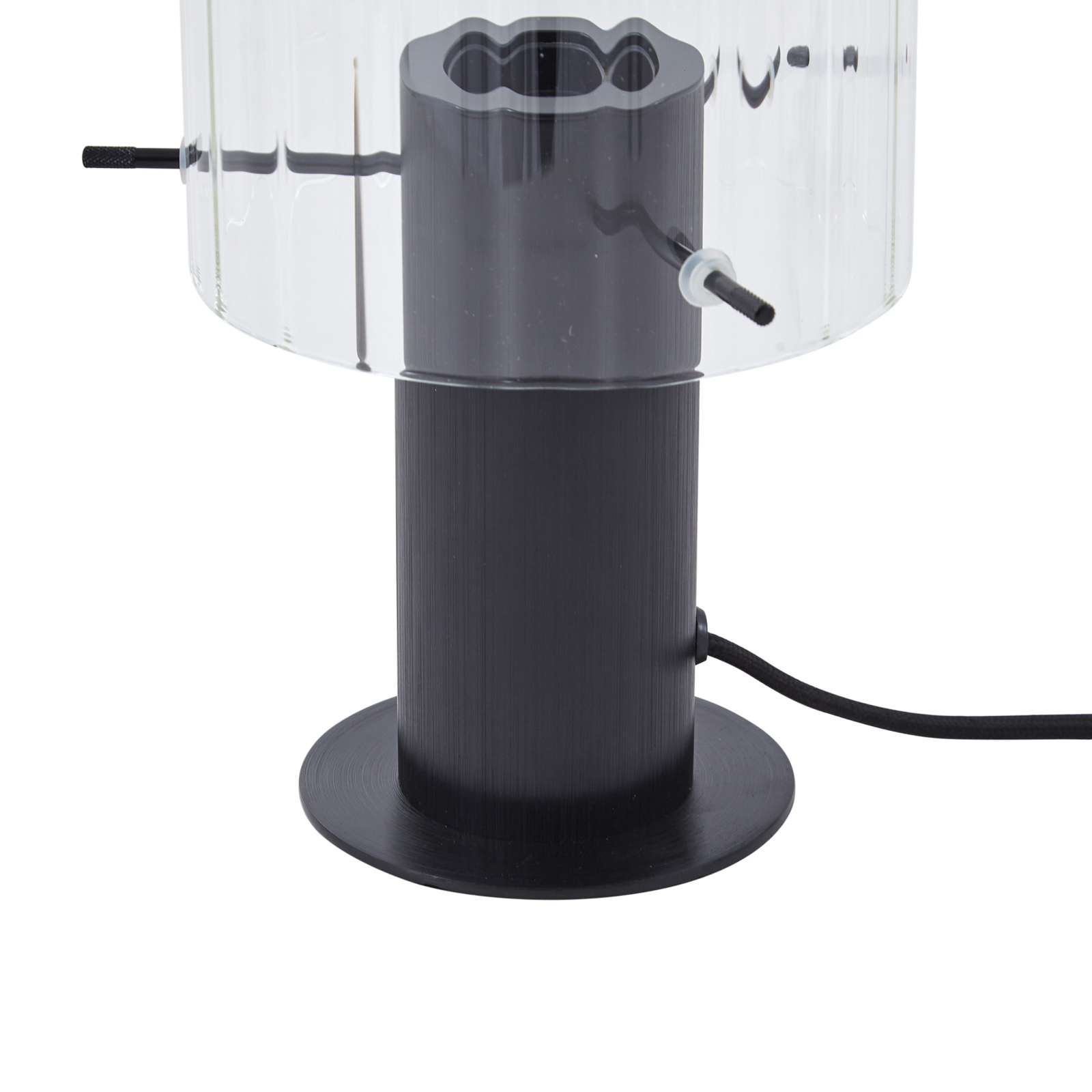 Lucande bordslampa Eirian, svart, glas, Ø 14 cm, E27