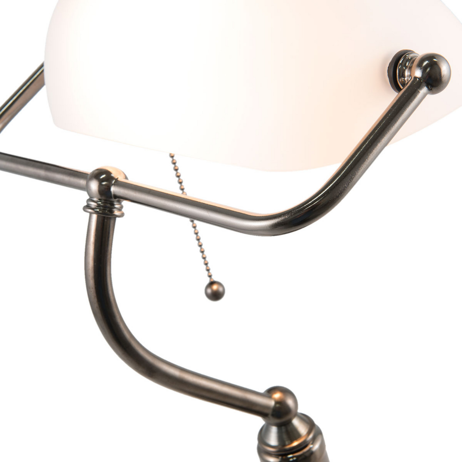 Clayre&Eef Lampă de birou 5100W cu abajur alb de sticlă - Camera de zi / sufragerie - Tiffany - alb fier