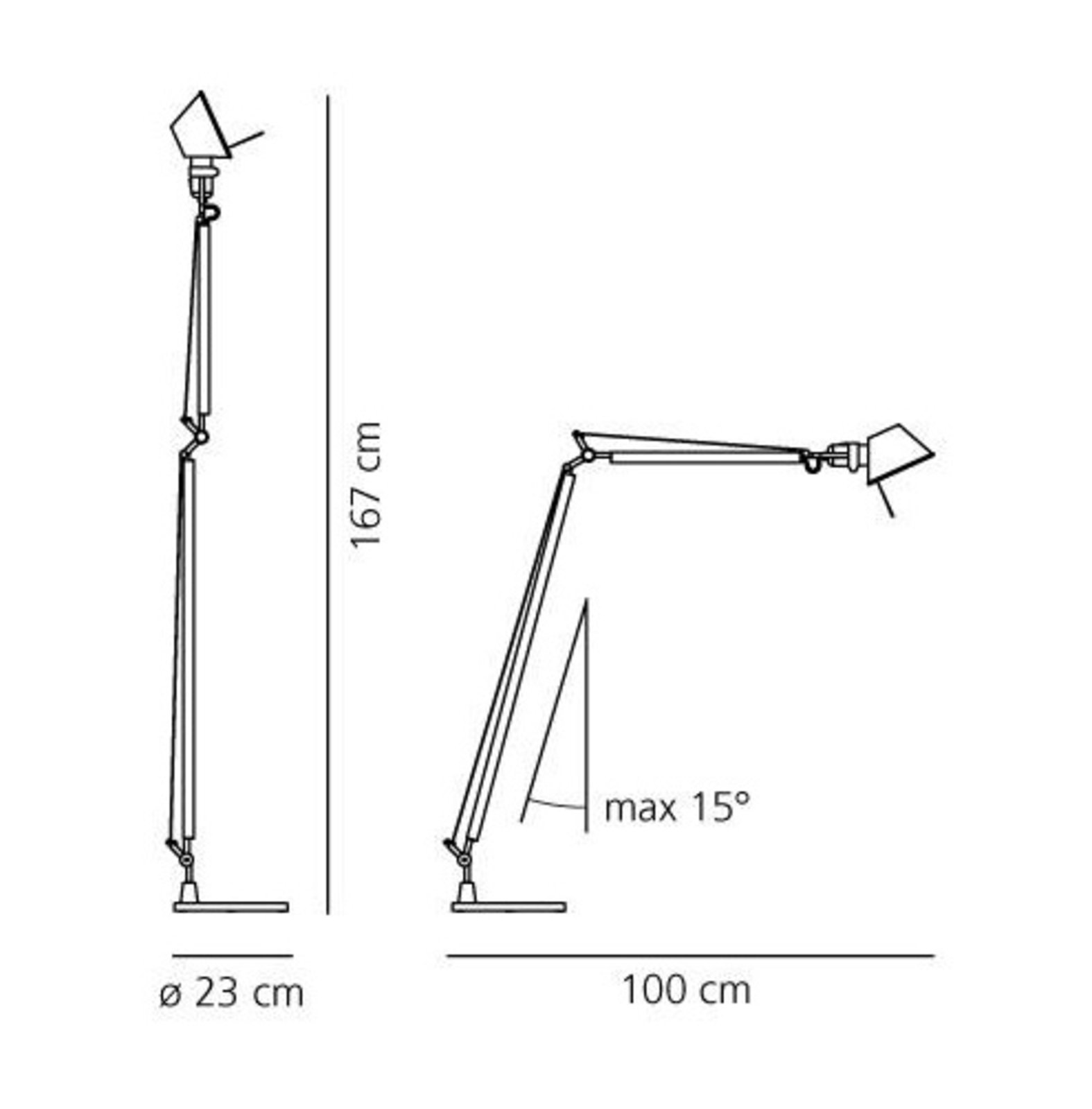 Tolomeo Reading Lámpara de Pie Negro con Negro Pie - Artemide