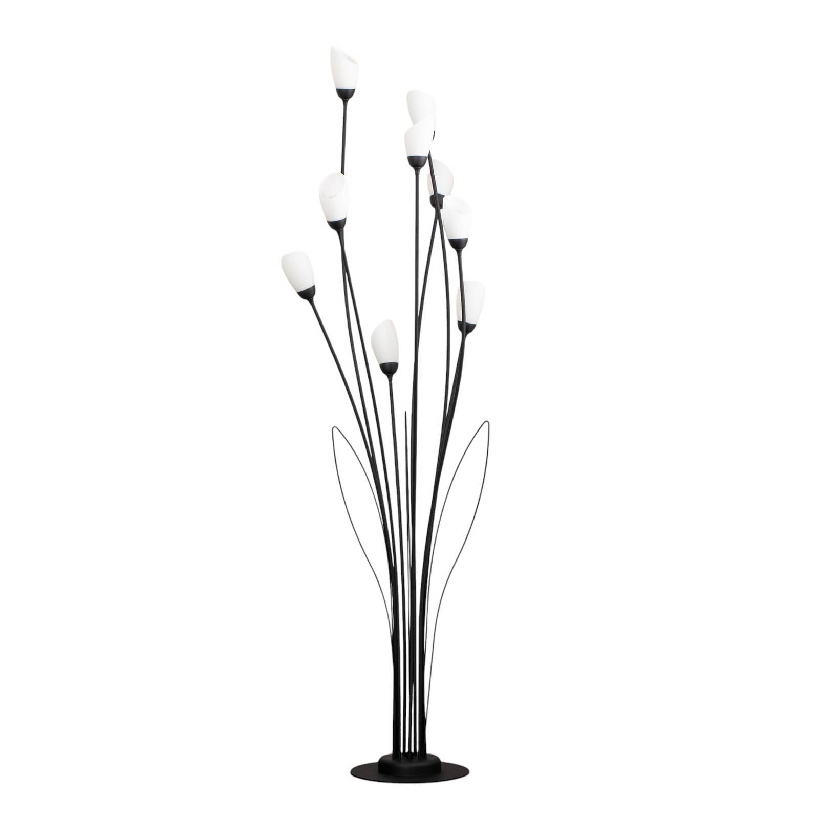 Stehleuchte Gloriosa, schwarz, Glas, 9-flammig