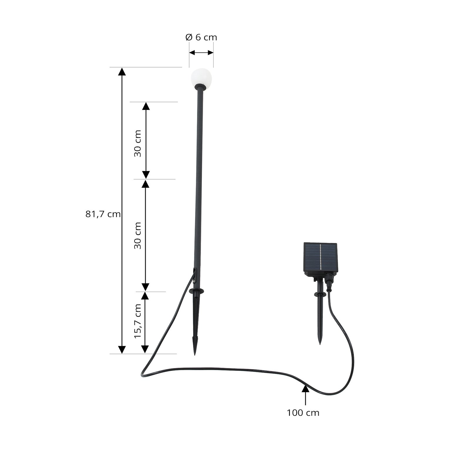 Freydis Lampe à cellule solaire w/Pointes de terre Noir - Lindby
