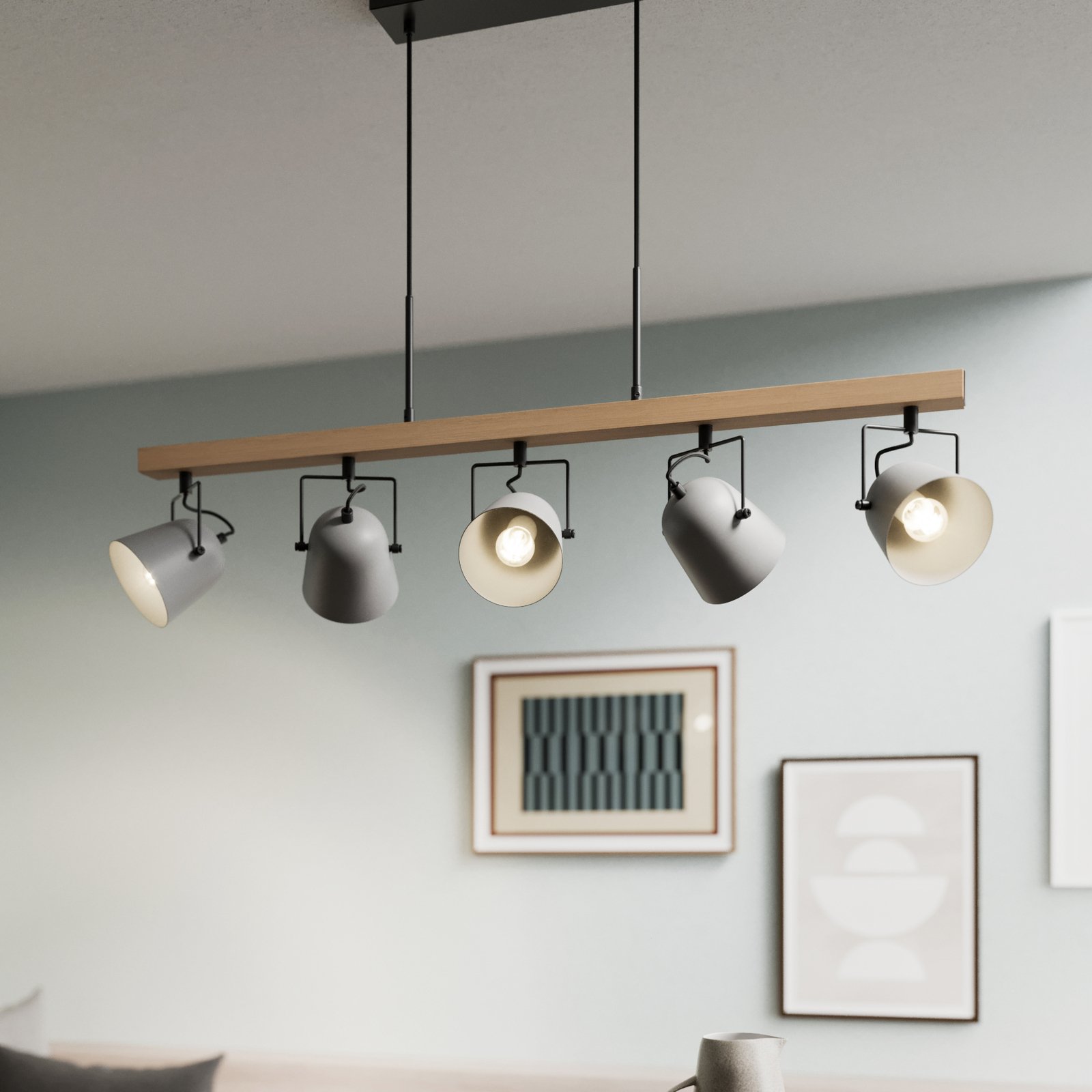Lindby Adalin hanglamp, 5-lamps, grijs