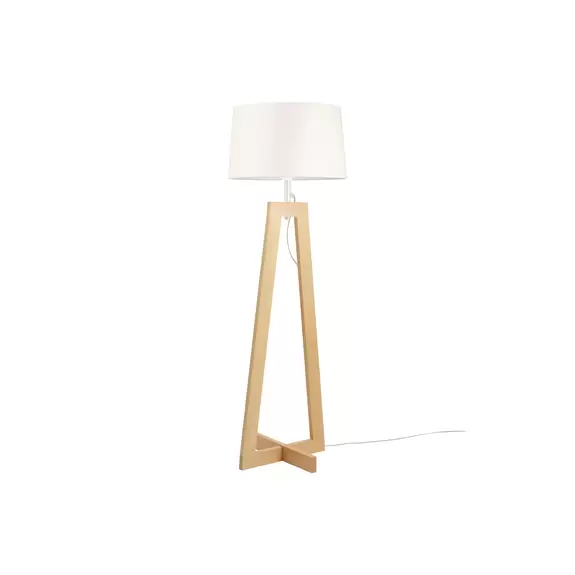 Lampenwelt Aluminor Sacha LS mini Stehlampe, Holz und Textil