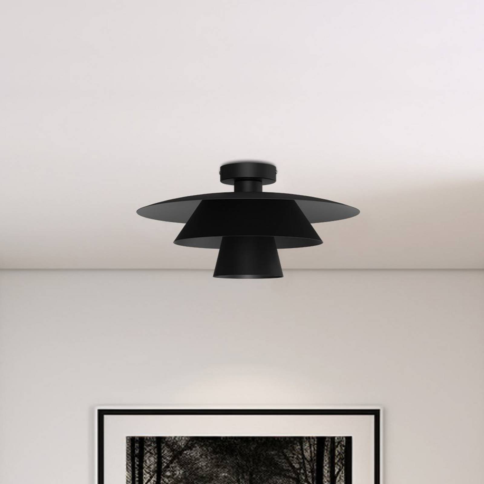 Deckenleuchte Plato, schwarz, Metall, Ø 38 cm, E27 günstig online kaufen