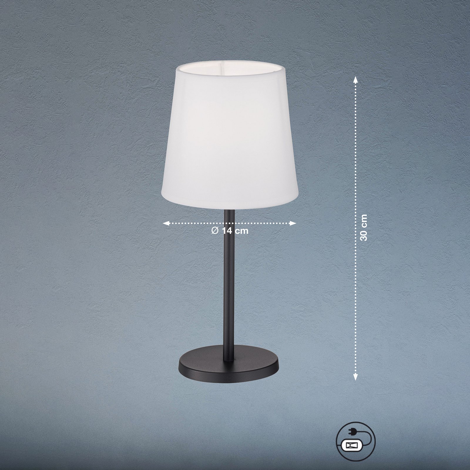 Stolní lampa Rimini, chintz, bílá/černá, E14, 30 cm