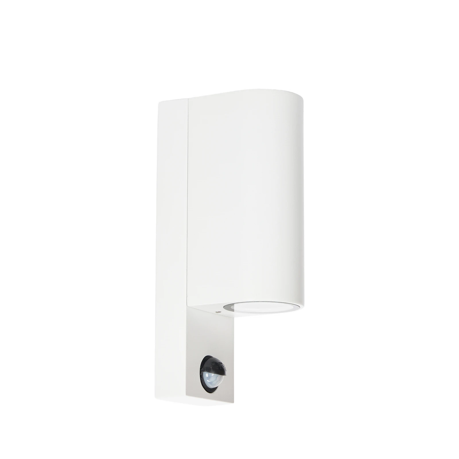 Prios utendørs vegglampe Tetje, hvit, rund, sensor, sett med 2 stk