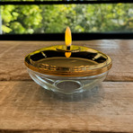 Lámpara decorativa LED Lia, color dorado, batería recargable, cristal, plástico