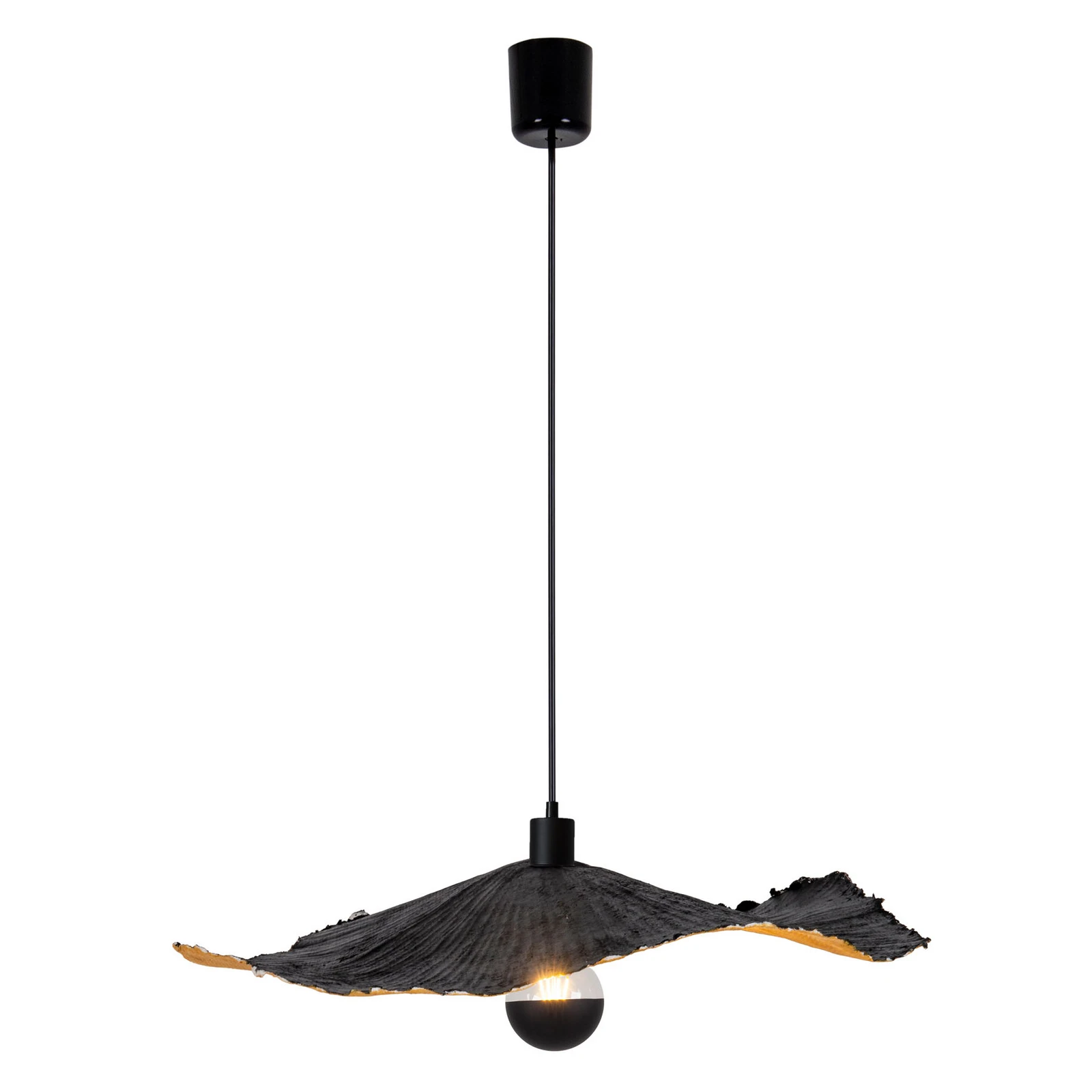 Candeeiro suspenso Crazy Paper, preto-dourado, Ø 56cm