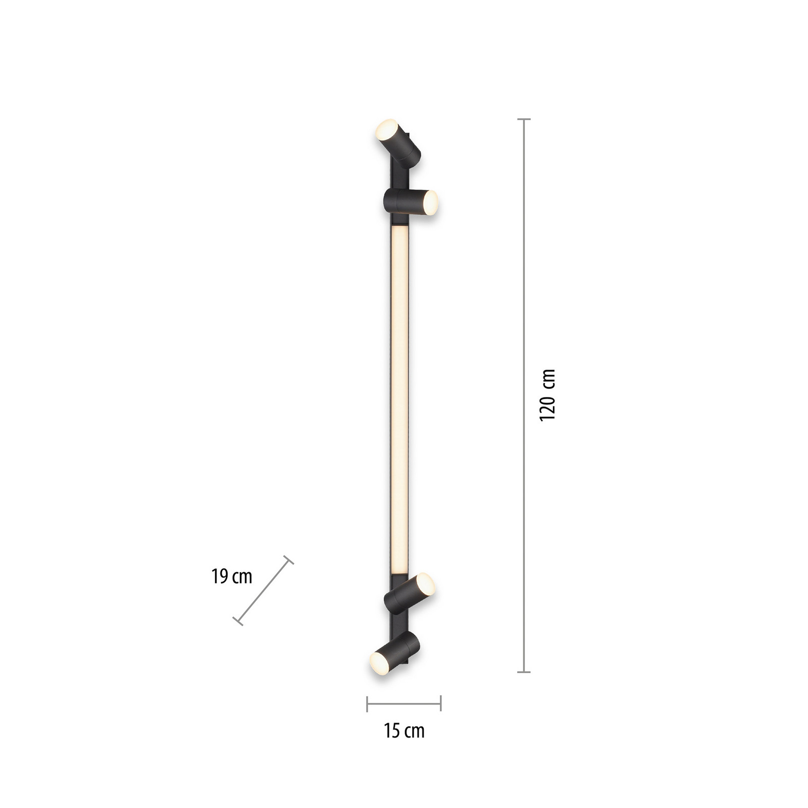 PURE plafonieră LED Lines 120 cm antracit telecomandă - Camera de zi / sufragerie - Modern - antracit alb - Metal