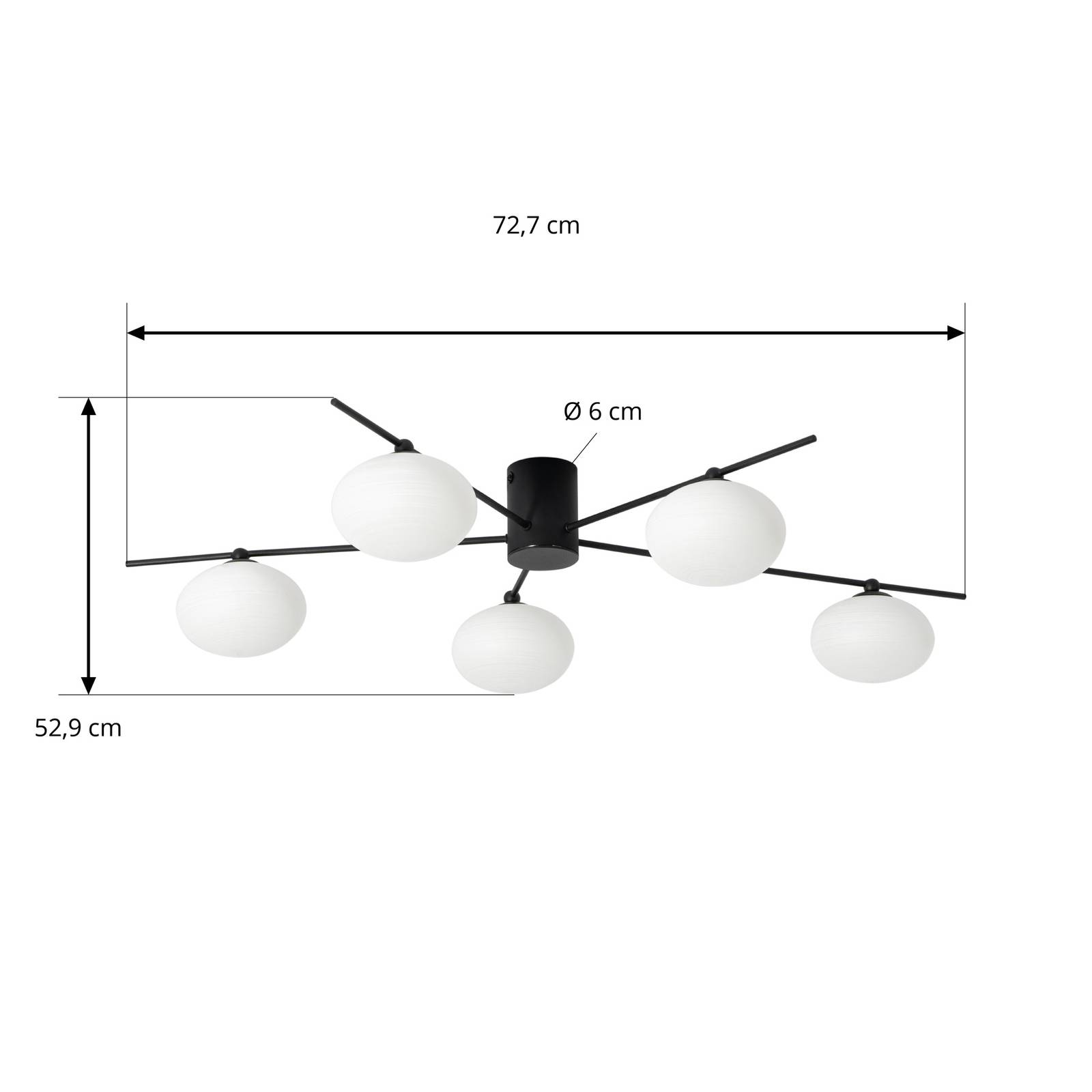 Lampa sufitowa Lindby Valisa czarna 5-punktowa