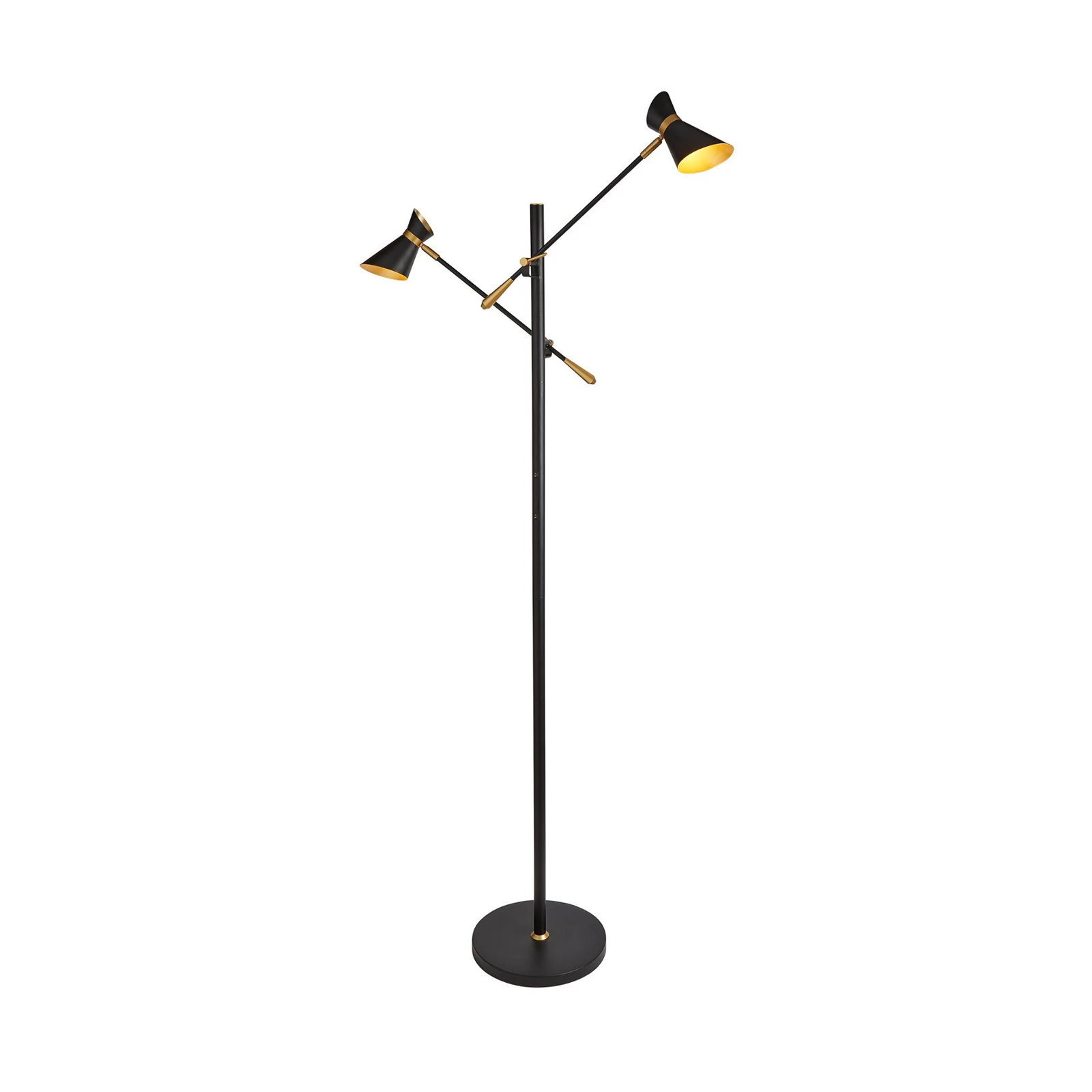 Diablo LED állólámpa, fekete/arany, fém, állítható