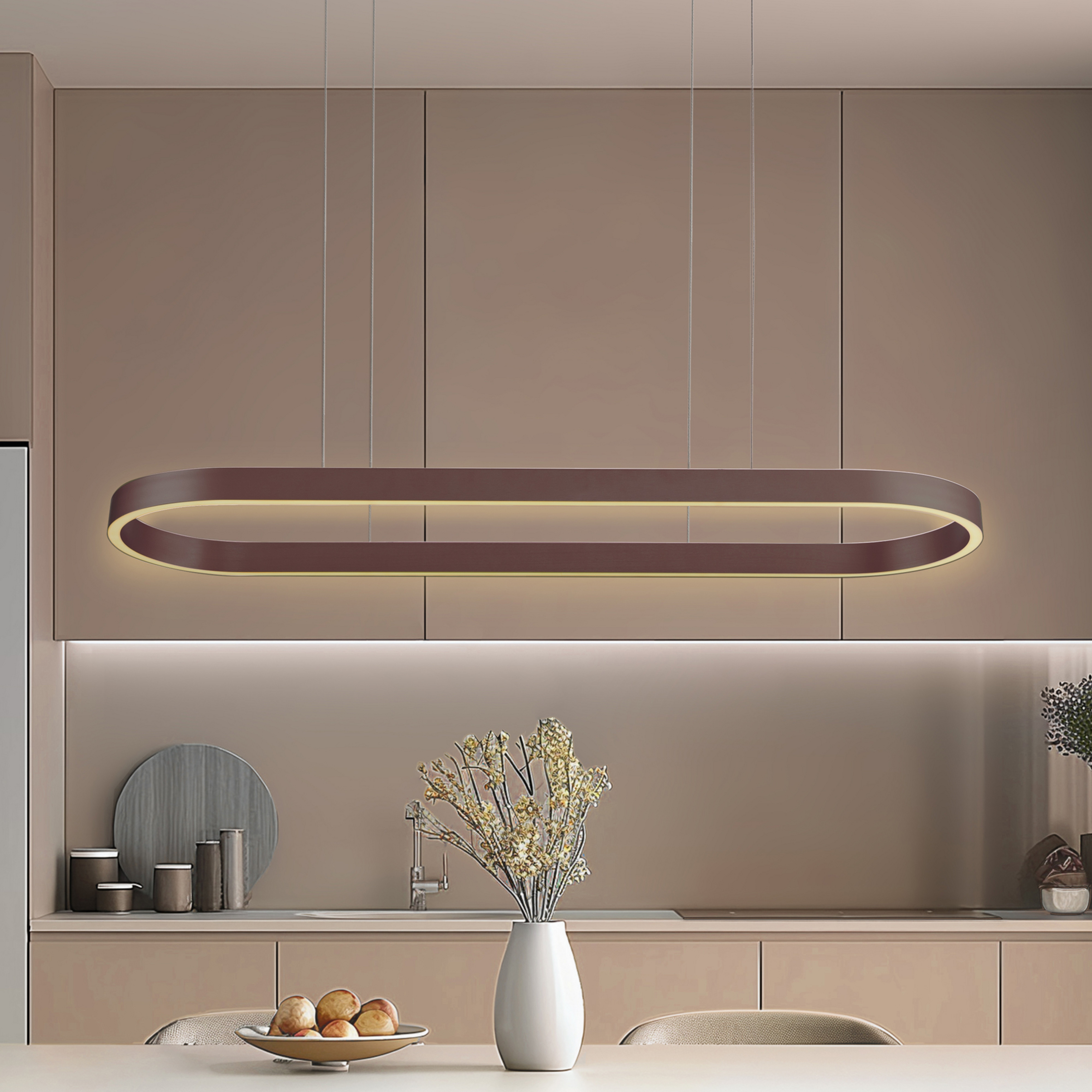 Lucande Smart LED κρεμαστό φωτιστικό Melinay, καφέ, CCT, Tuya