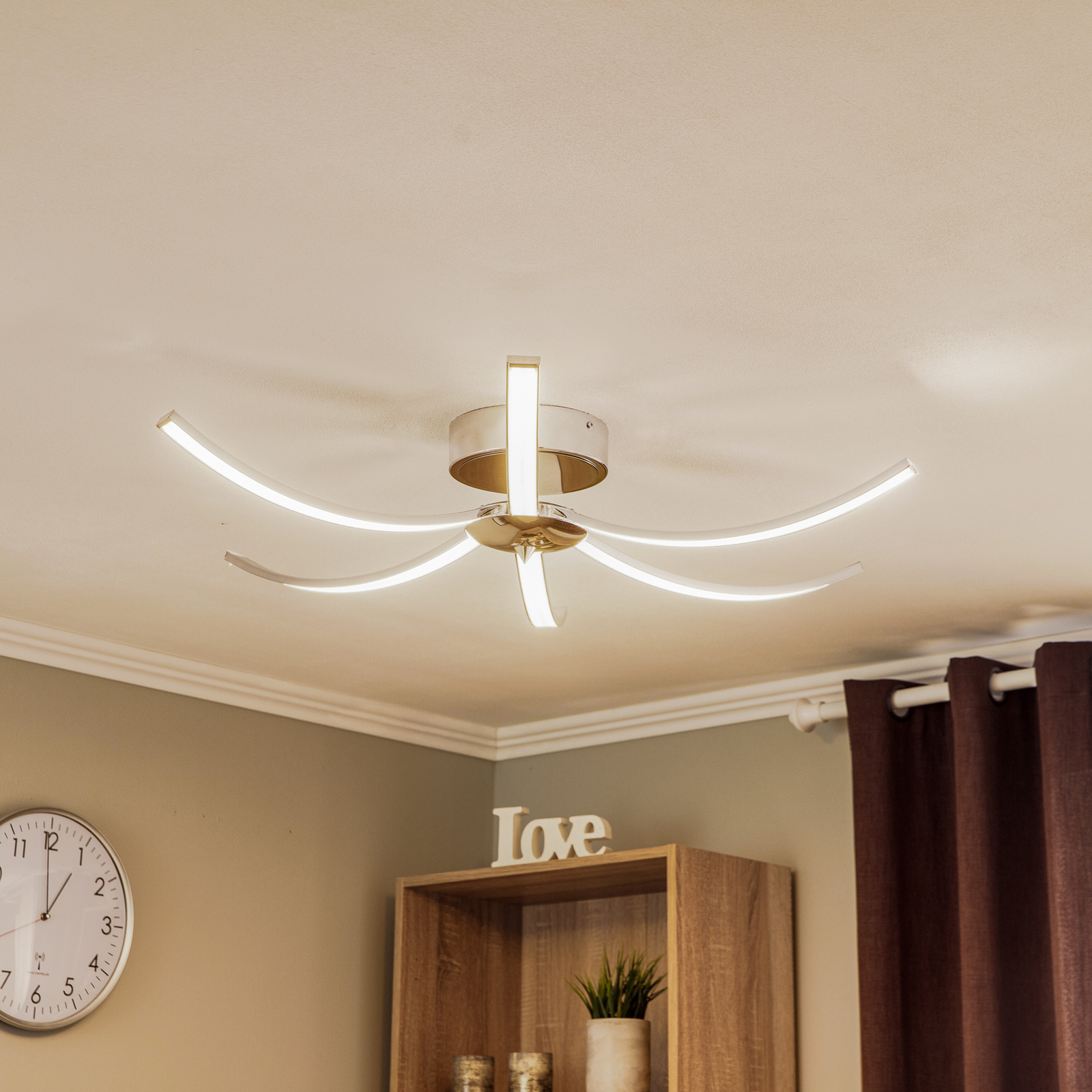 Umbra LED ceiling light 6-bulb 91 cm chrome