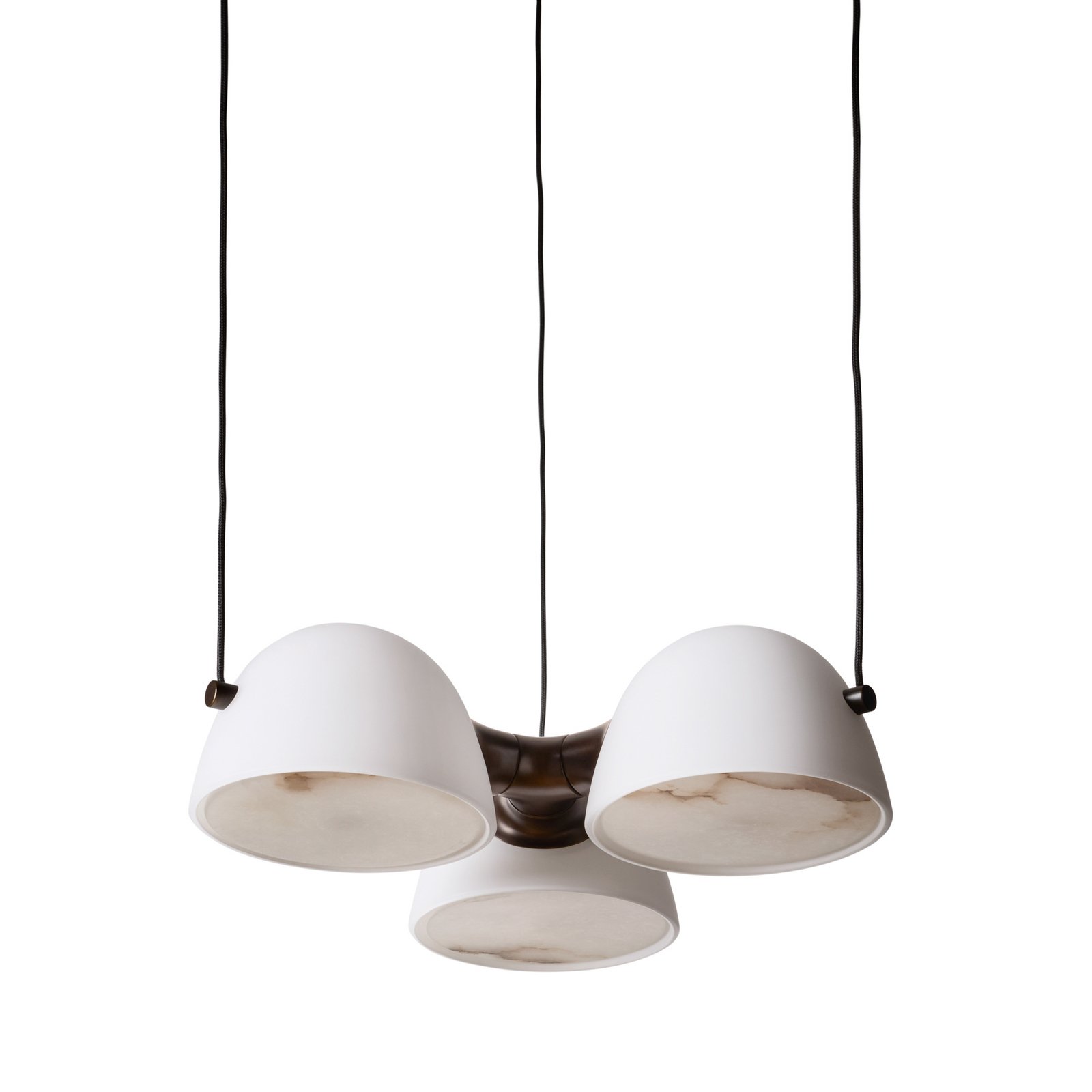 Lampă suspendată Fuse Triple, alamă, sticlă - Fabricată manual