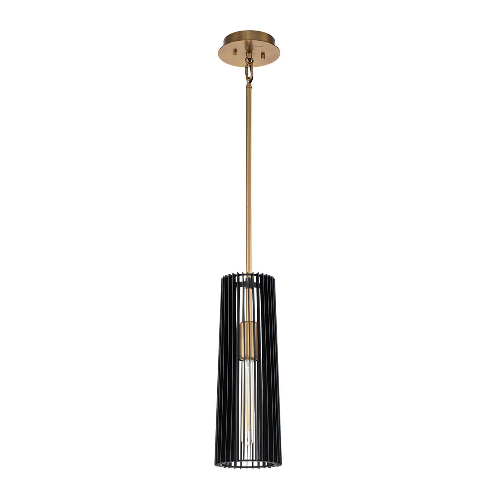 Linara hanging light, black/brass, one-bulb