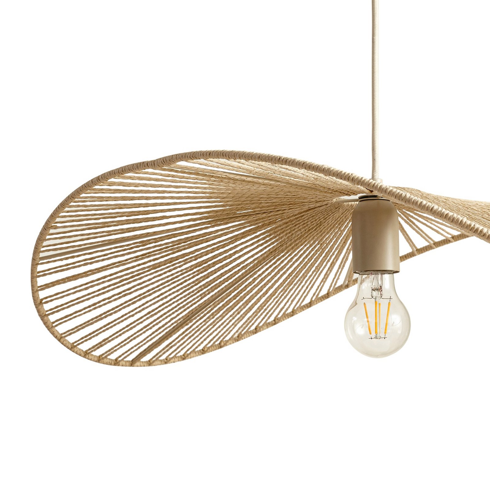 Valdorin hængelampe, længde 75 cm, beige, papir - Lindby