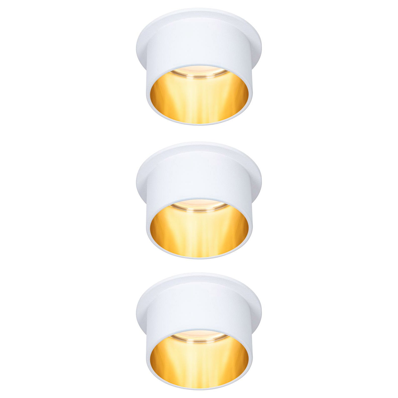 Conjunto de 3 lâmpadas Paulmann Gil LED de encastrar branco mate/dourado