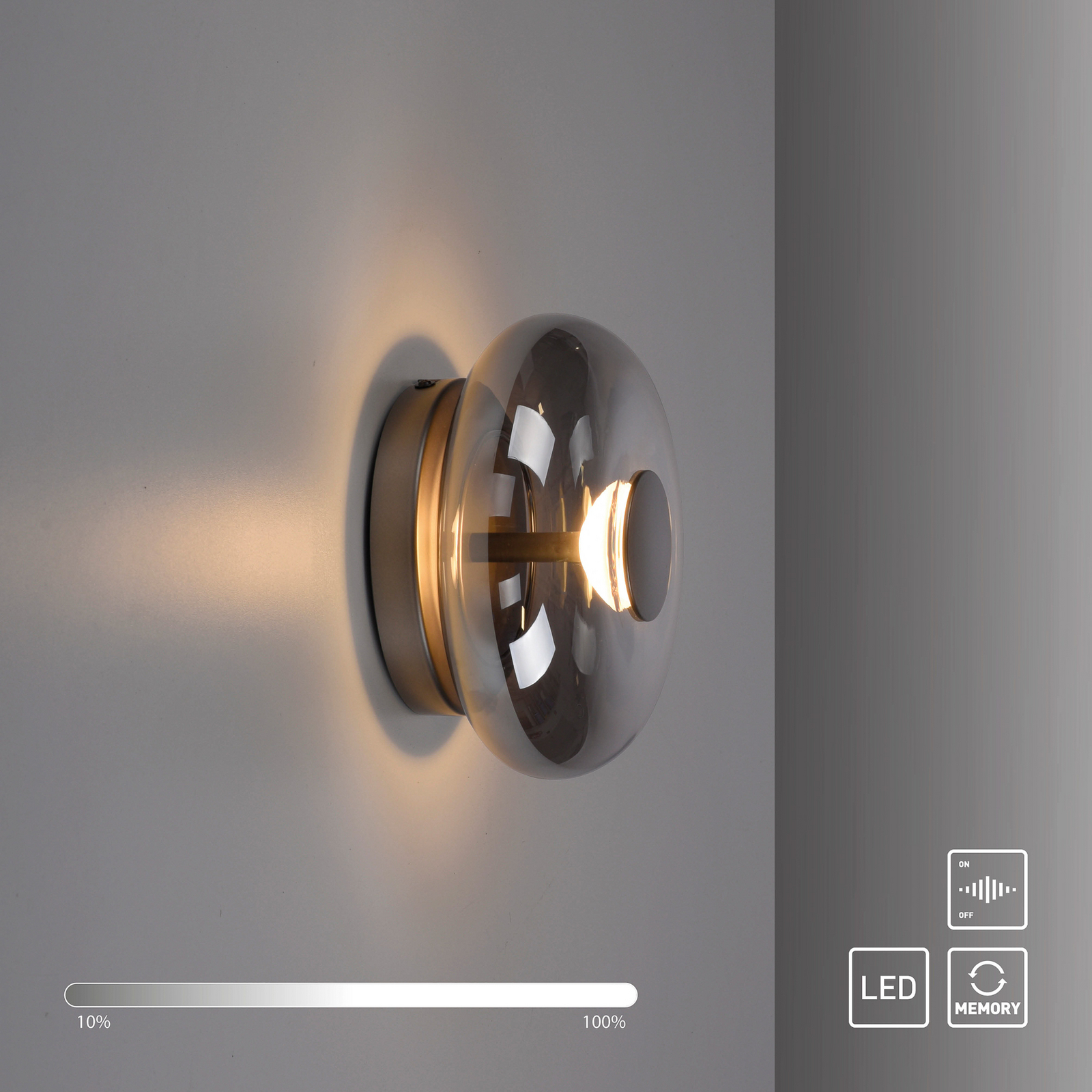 SCHÖNER WOHNEN plafoniera LED Posh, vetro fumé, 3.000 K SCHÖNER WOHNEN plafoniera LED Posh, vetro fumé, 3.000 K