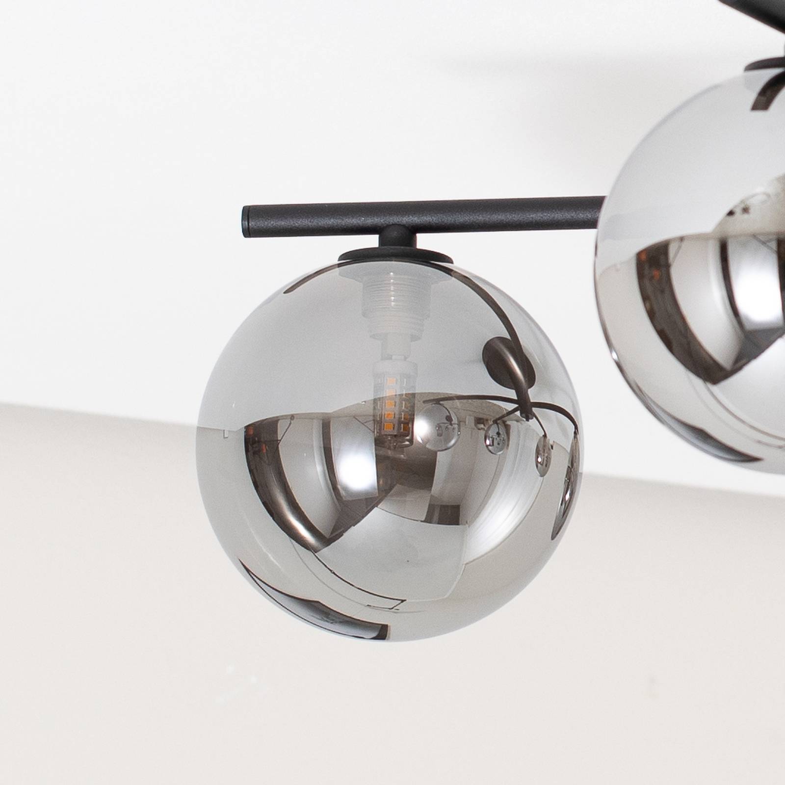 Lampa sufitowa Prato, czarna/dymnoszara, szkło, 5-punktowa