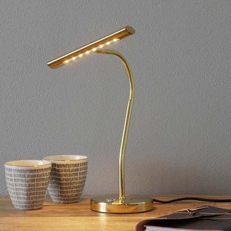 Mässingfärgad LED-bordslampa Curtis