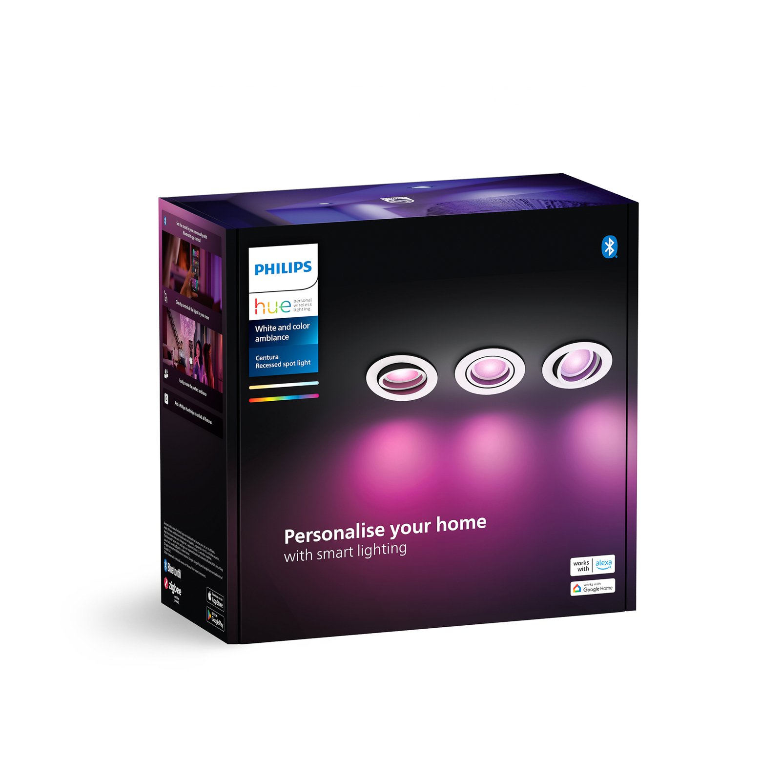 Philips Hue LED upotettava valonheitin Centura valkoinen Ø 9cm CCT RGB 3x setti