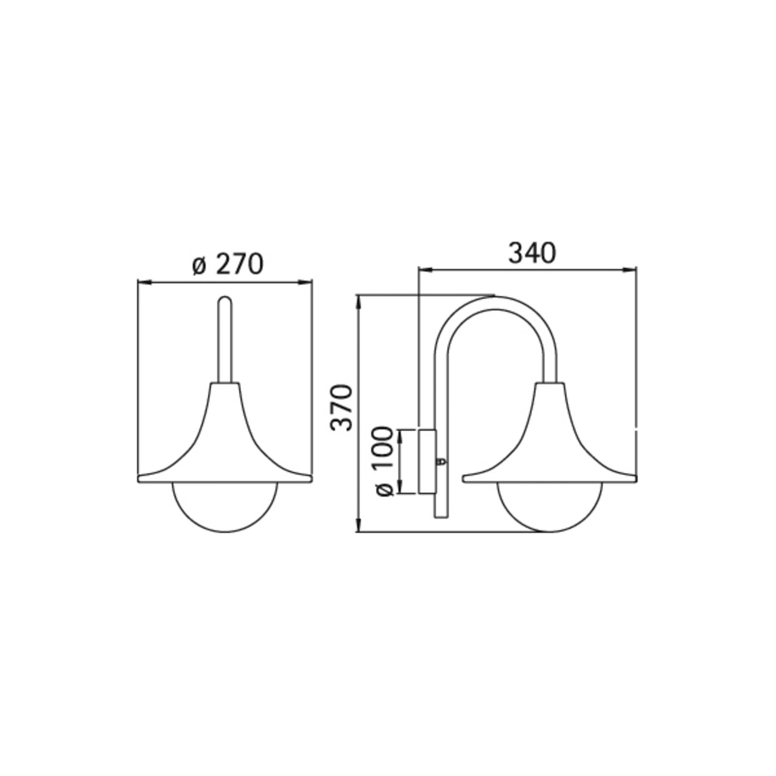 Fraai gevormde buitenwandlamp 167 W