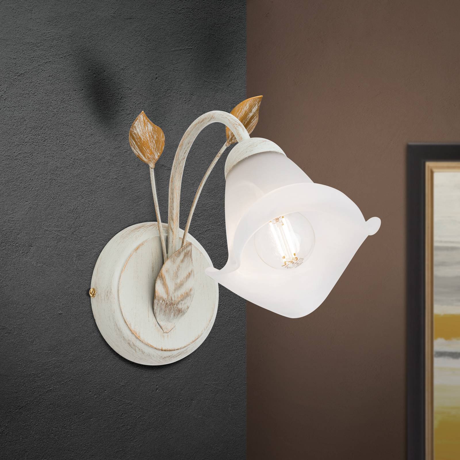 Sisi væglampe florentinsk stil elfenben/guld