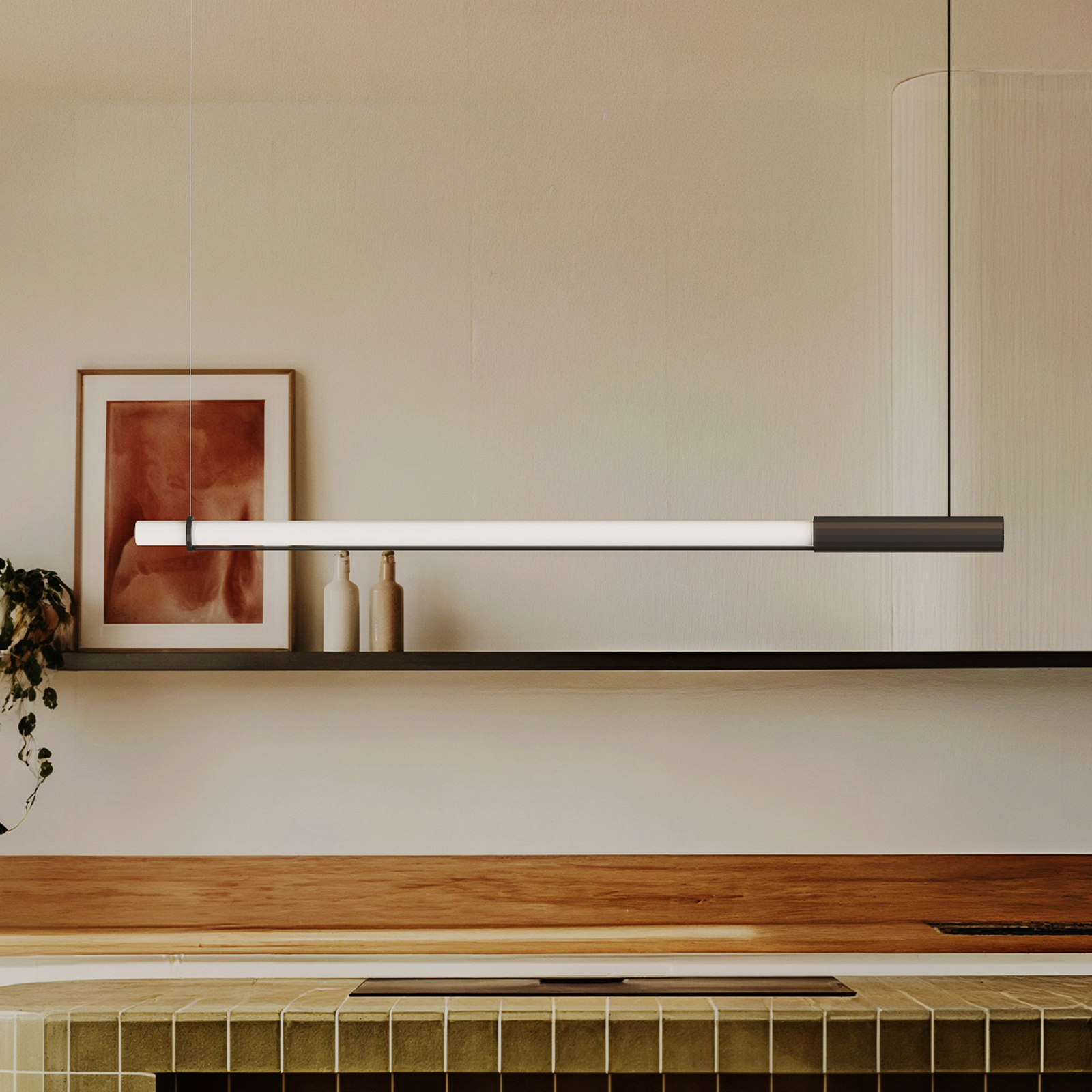 Lampada LED a sospensione In Fine, grigio scuro, lunghezza 160 cm - DCW