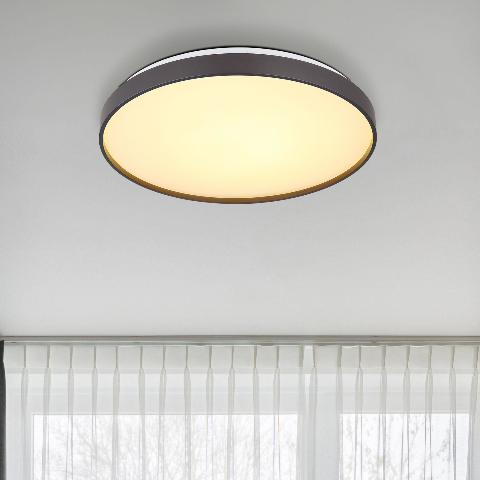 Eclypse LED stropné svietidlo, antracitová farba, Ø 48 cm, akryl/kov